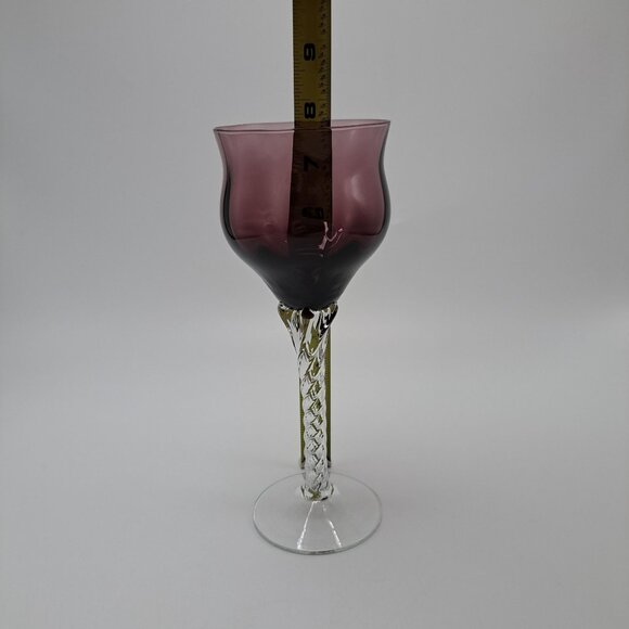 Vintage Purple Wine Glass Twisted Stem - Picture 4 of 5